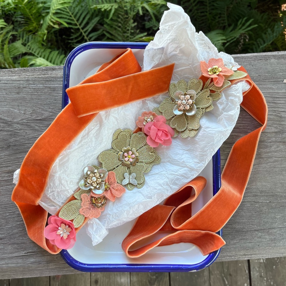 Velvet flower fairy belt